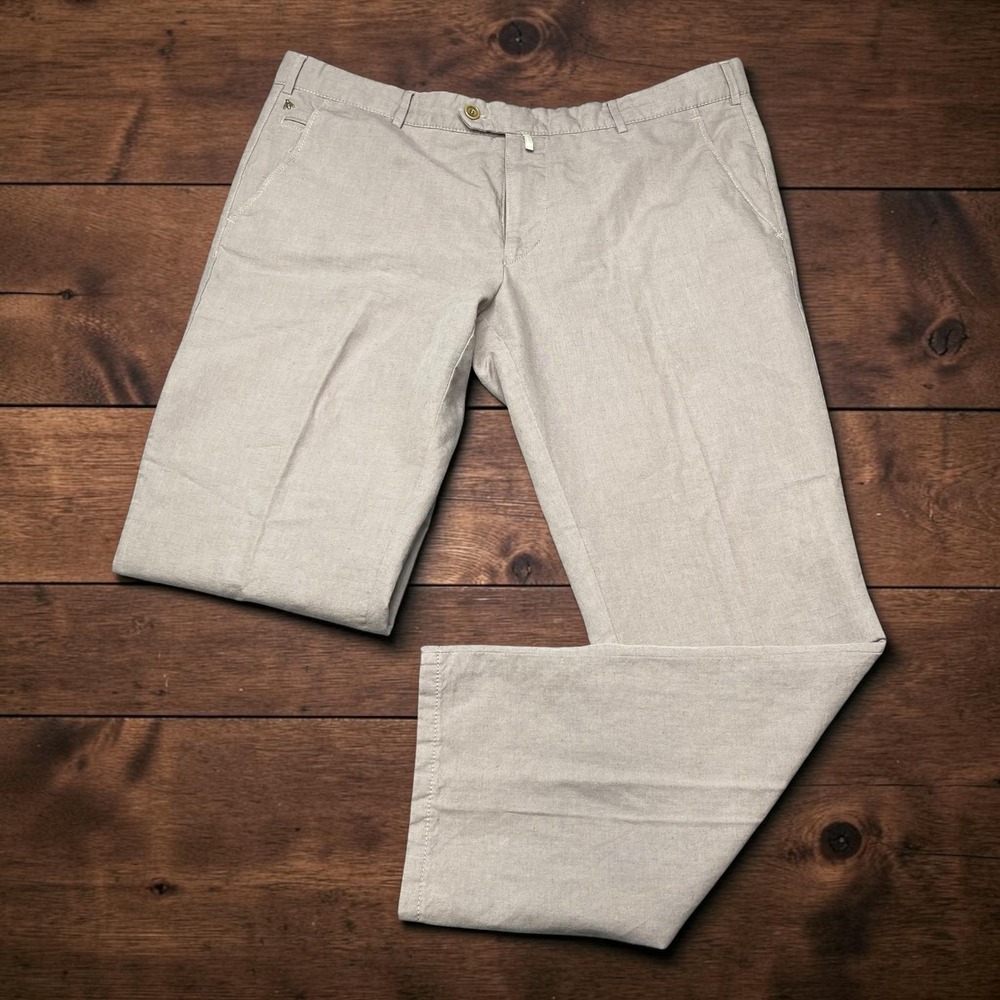 Meyer Bonn Mens Linen Cotton Blend Chinos Taupe Brown Summer Pants W40xL30